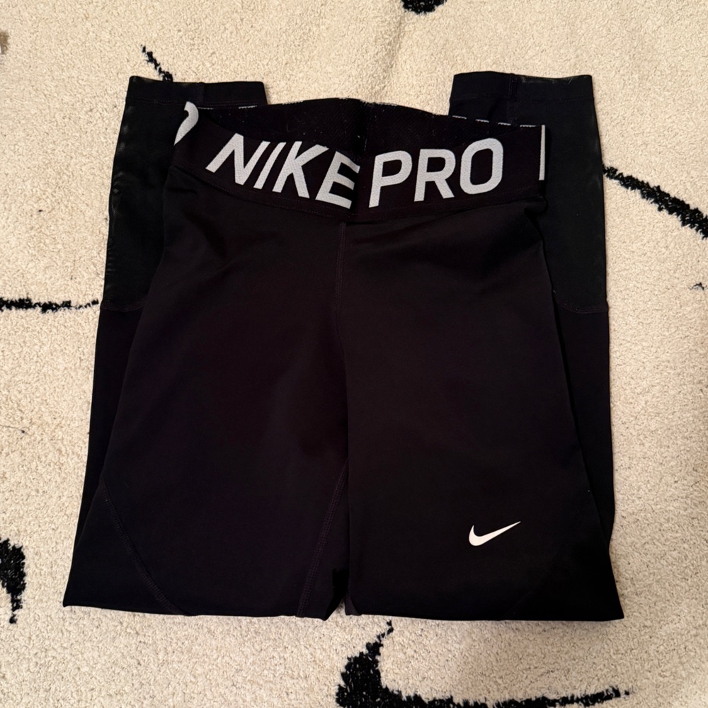 Nike Pro black leggings with mesh calves